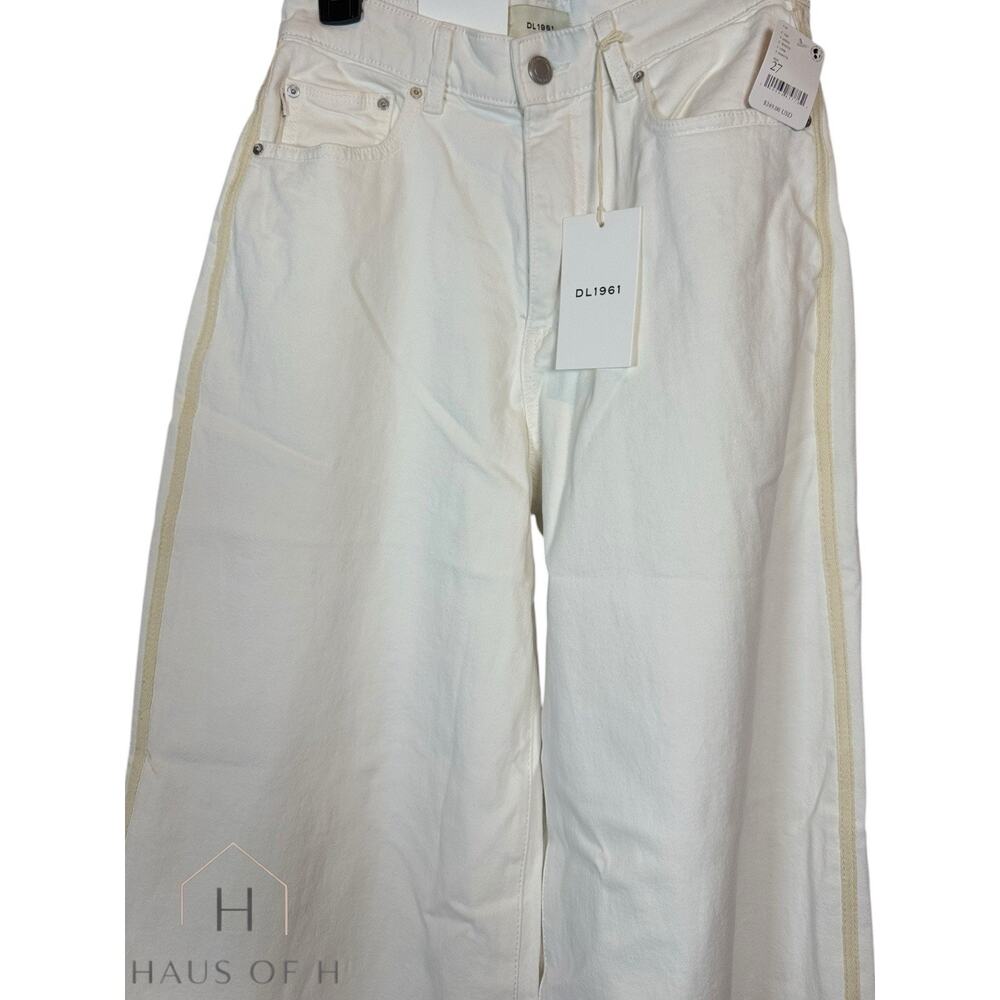 DL1961 Ultra Wide Leg Ultra High Rise White Denim Jeans Women 5-Pocket Cotton - Picture 2 of 6